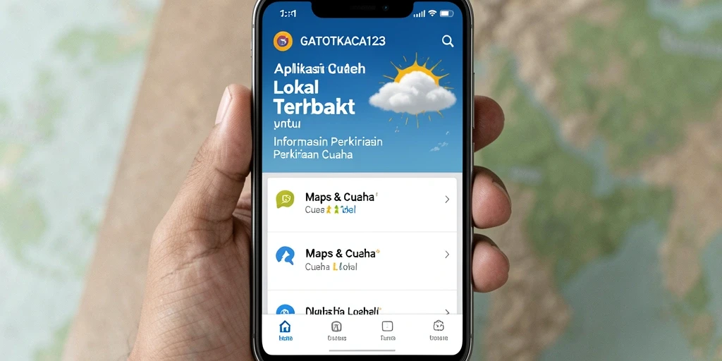 Antarmuka aplikasi GATOTKACA123 yang menampilkan informasi cuaca terkini.