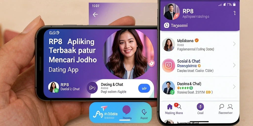 Tampilan antarmuka RP8 yang modern dan interaktif untuk mencari pasangan.