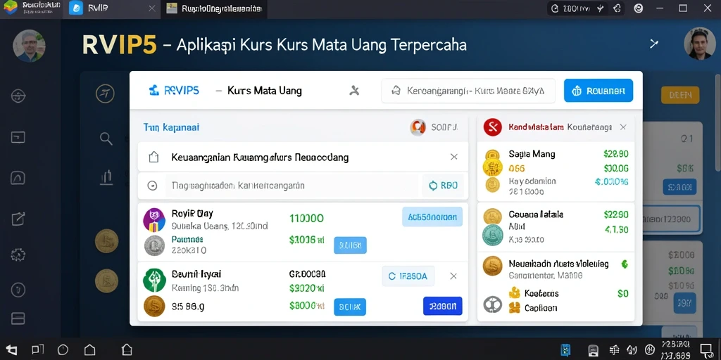 Tampilan antarmuka aplikasi Kurs Mata Uang RVIP5 yang informatif.