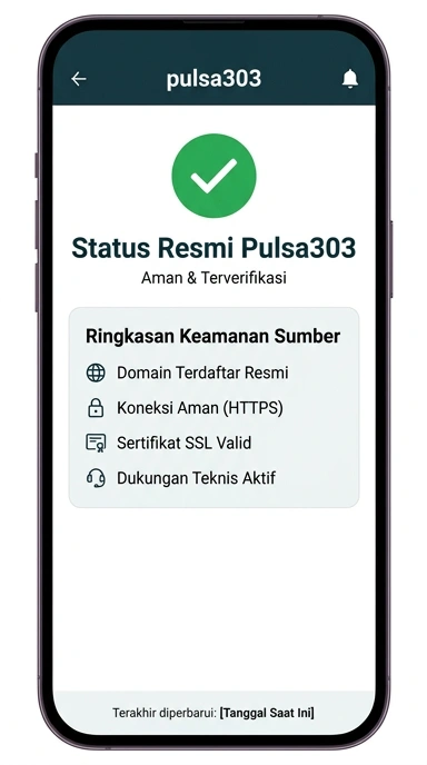 Tampilan kanal resmi pulsa303